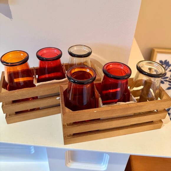 Two Sets of Three Bottles in Wood Boxes - Picture 4 of 9